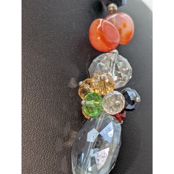 Multi Color & Shape Crystal Stone Silver Tone 21.5" Necklace - Picture 4 of 9